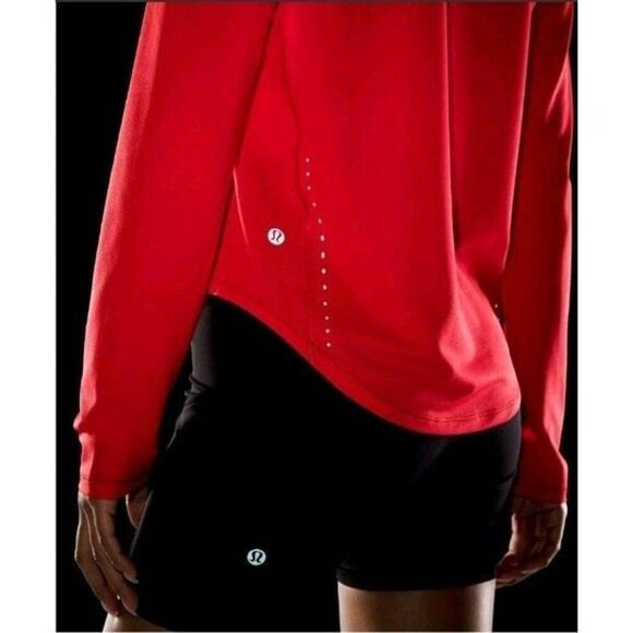 Lululemon Shirt Womens Est. Sz 6 High-Neck Training Long Sleeve Jersey Red Rose - Picture 6 of 8